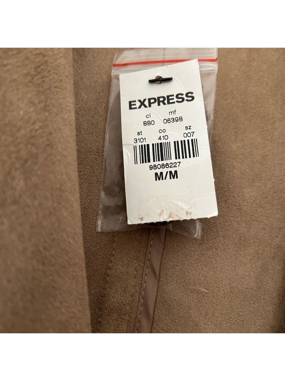 Express Tan Sleeveless Vest Notched Lapel NWT - Picture 4 of 5